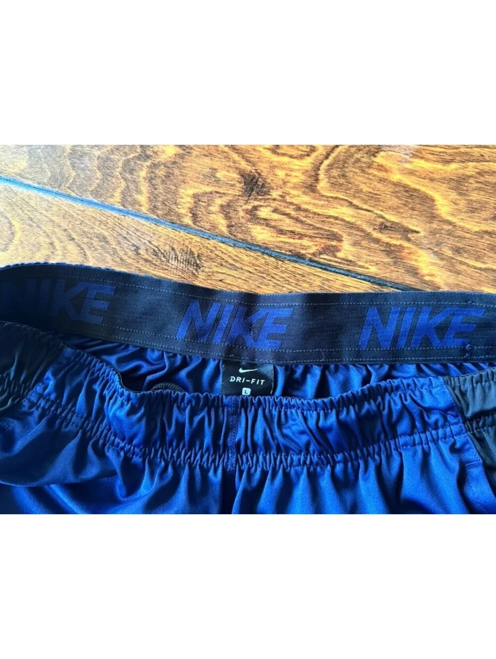 Nike Dri-FIT Men's L Blue/Black Colorblock Athletic Shorts Elastic Waist